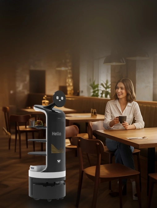 serving robot working at restaurant